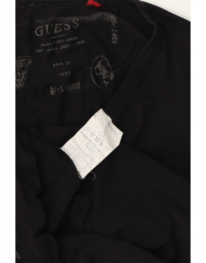 Guess Top grafico da uomo a maniche lunghe XL in cotone nero