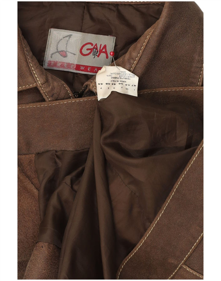 Giacca in pelle vintage da donna UK 14 grande in pelle marrone