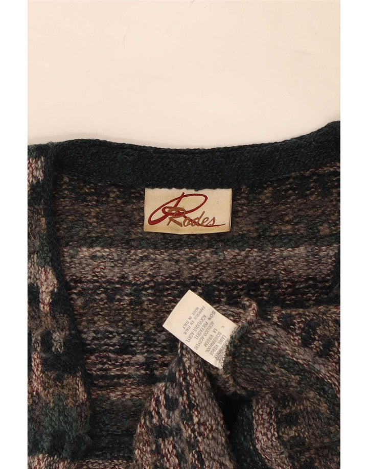 Rodes Maglione cardigan senza maniche da uomo medio multicolore in lana Fair Isle