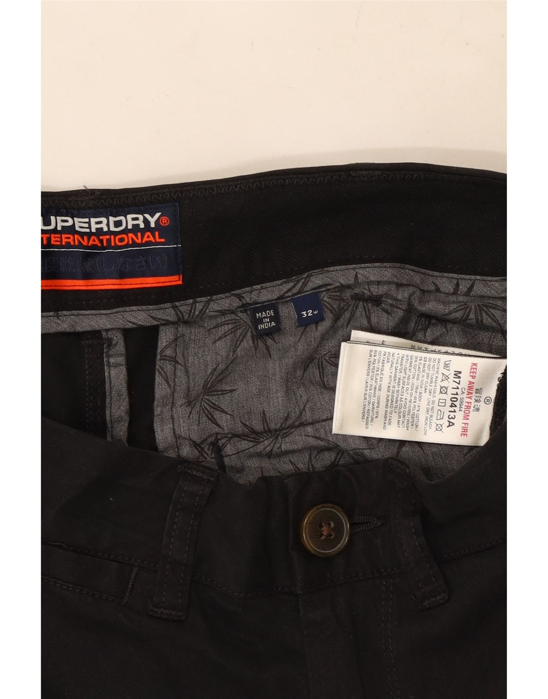 Pantaloncini chino da uomo SUPERDRY W32 cotone nero medio
