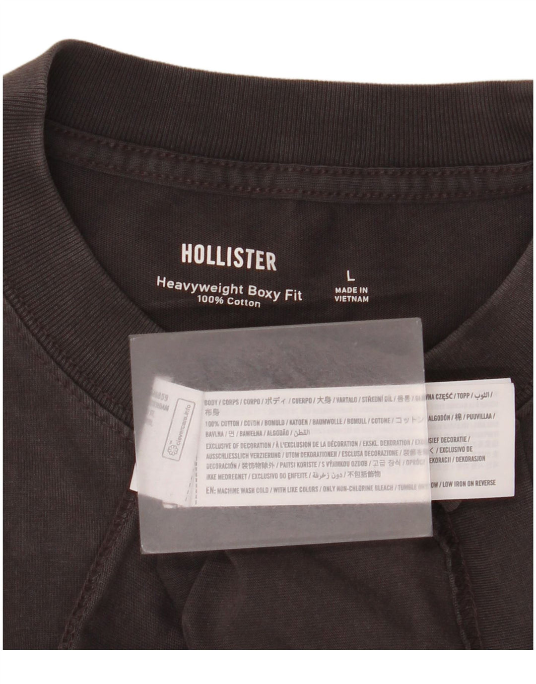 T-shirt grafica da uomo Hollister Top Large in cotone grigio