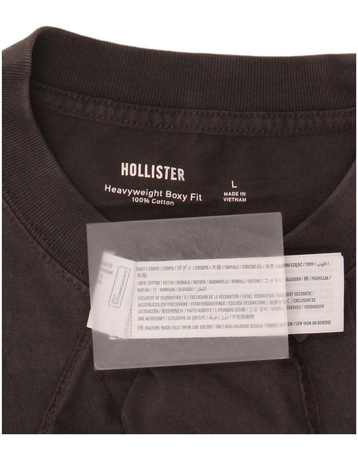 T-shirt grafica da uomo Hollister Top Large in cotone grigio
