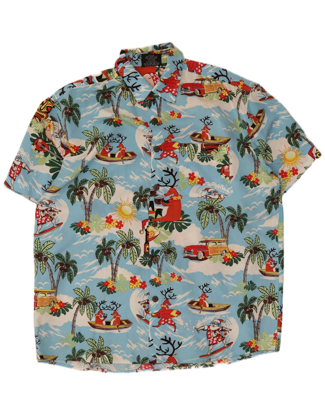 Lowes Camicia hawaiana a maniche corte da uomo, grande, in poliestere blu