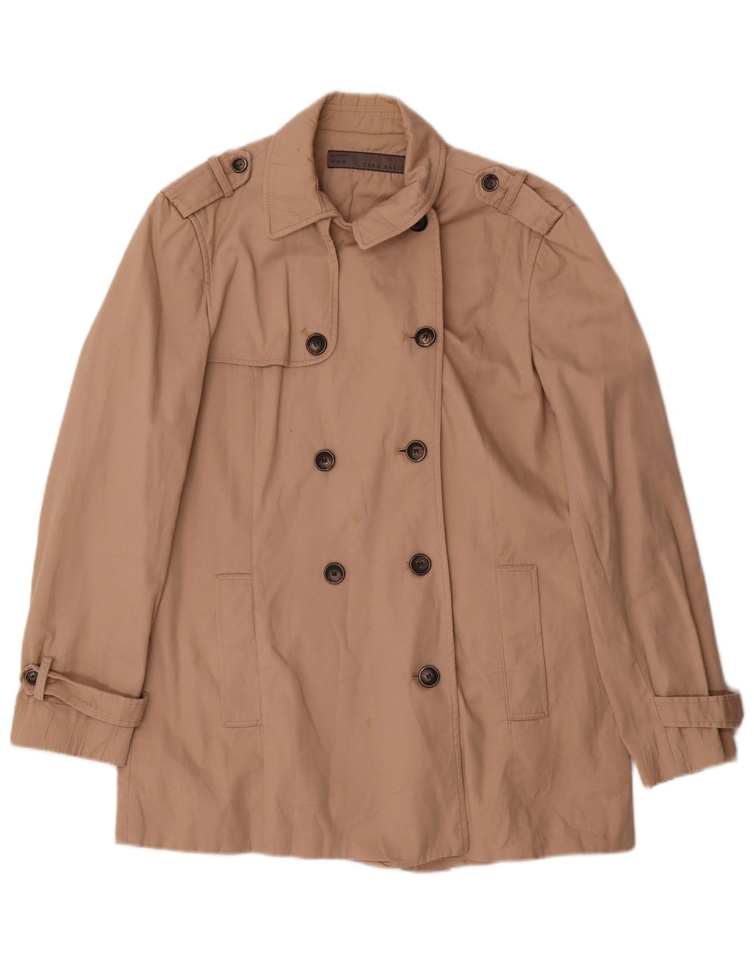 Trench da donna Zara UK 16 grande in cotone beige