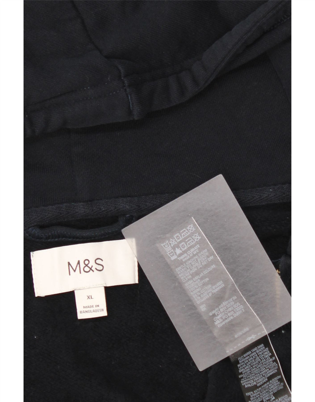 Maglione con cappuccio e zip da uomo Marks & Spencer XL in cotone blu navy