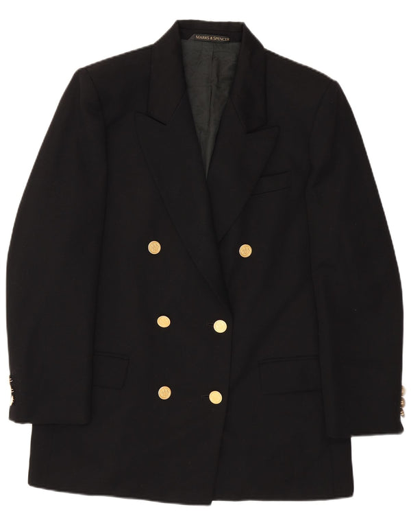 Giacca blazer doppiopetto da donna Marks & Spencer UK 16 grande nera