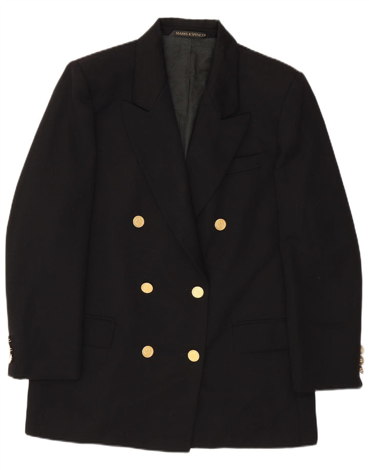 Giacca blazer doppiopetto da donna Marks & Spencer UK 16 grande nera