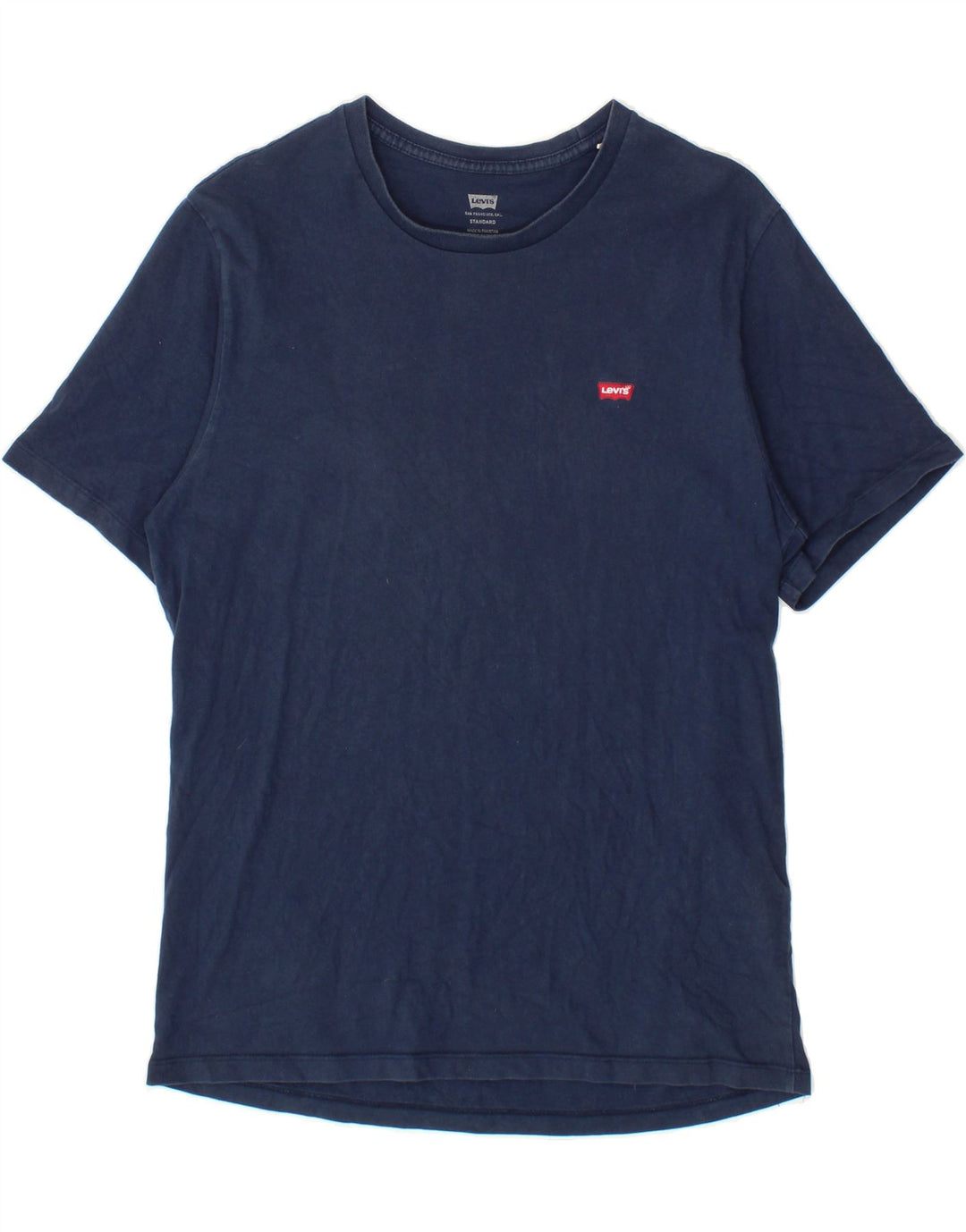 LEVI'S Mens Standard T-Shirt Top Medium Navy Blue Cotton Vintage Levi's and Second-Hand Levi's from Messina Hembry 