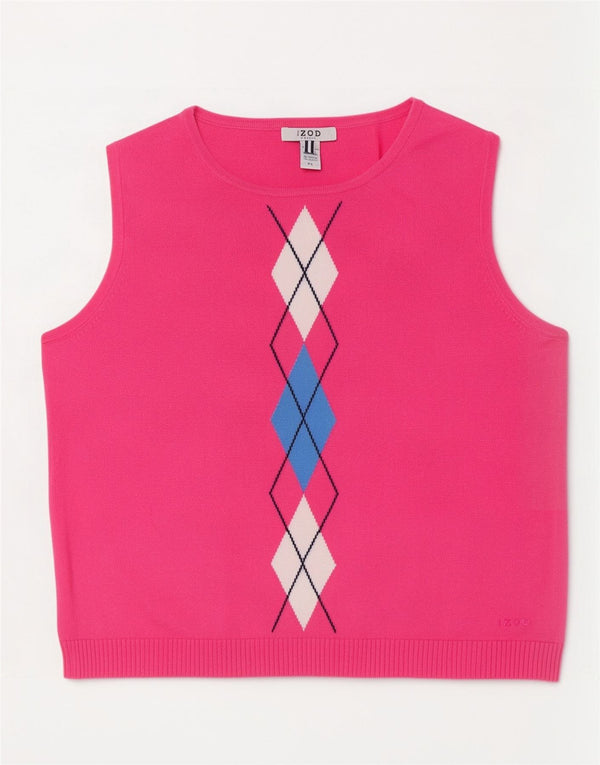 Canotta da donna Petite Izod UK 14 Large Rosa Argyle/Diamond Cotton