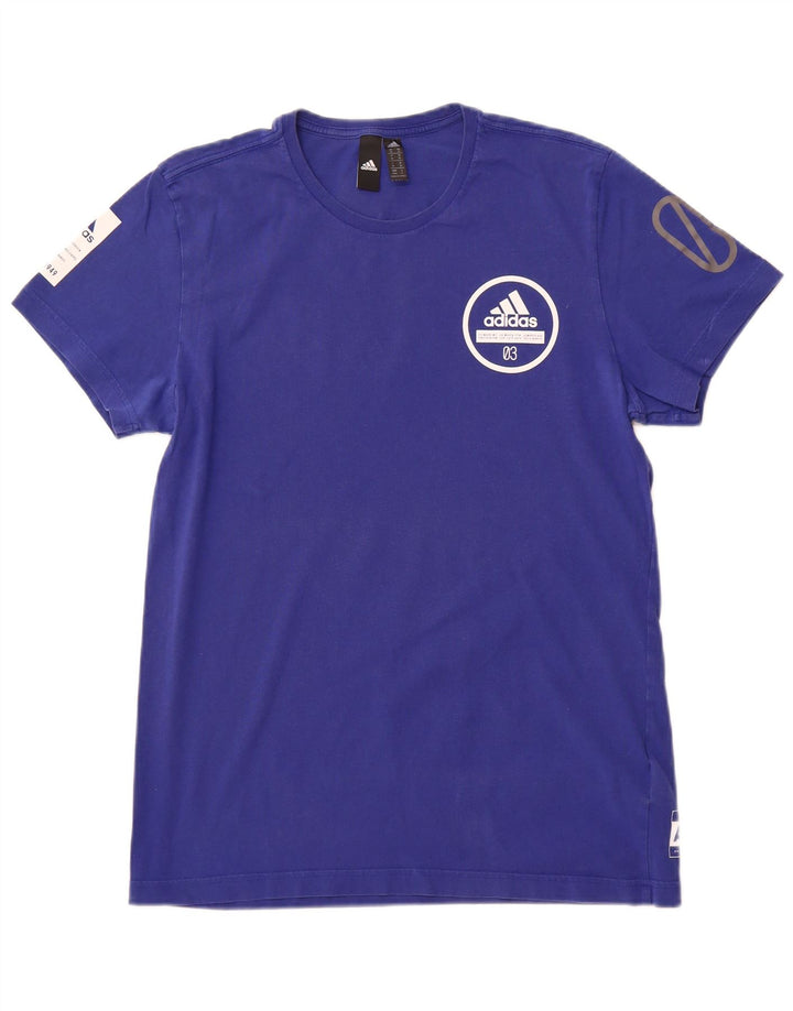 T-shirt grafica da uomo ADIDAS Top in cotone blu medio