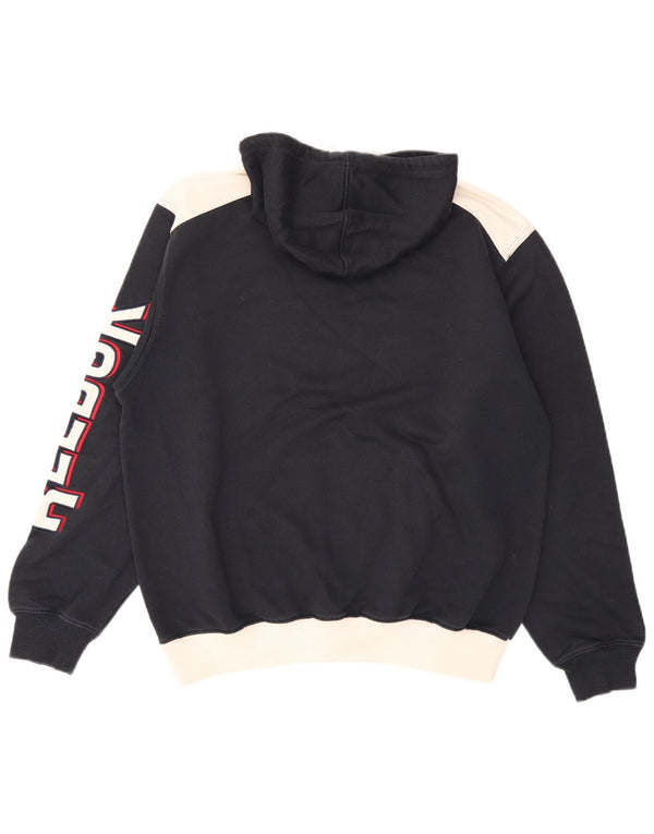 Maglione con cappuccio grafico da uomo Reebok grande in cotone color block blu navy