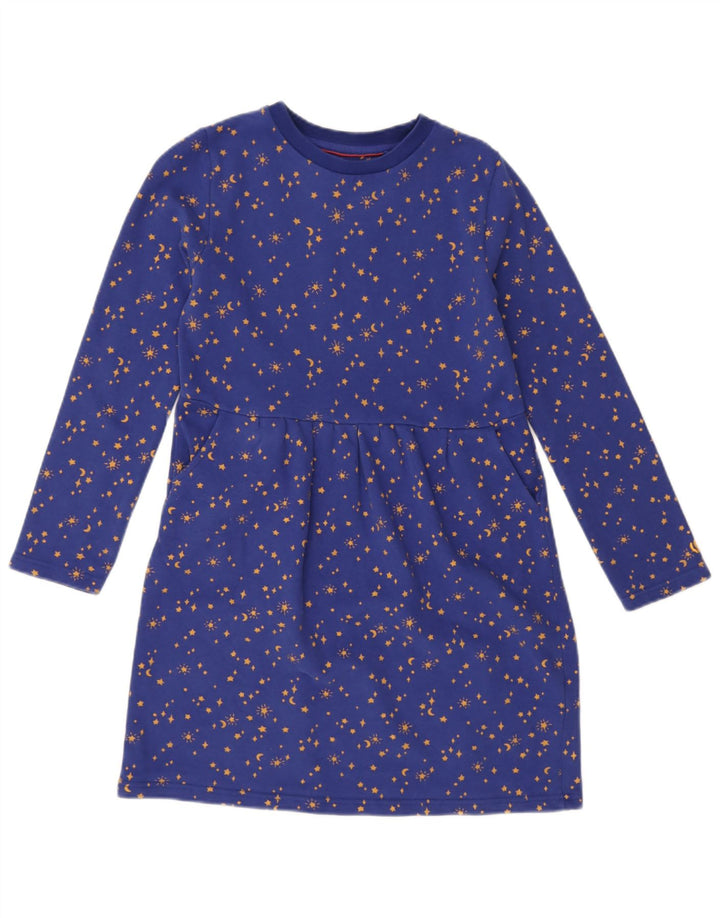 Abito basic a maniche lunghe per ragazze con faccia grassa, modello astratto, 10-11 anni, blu