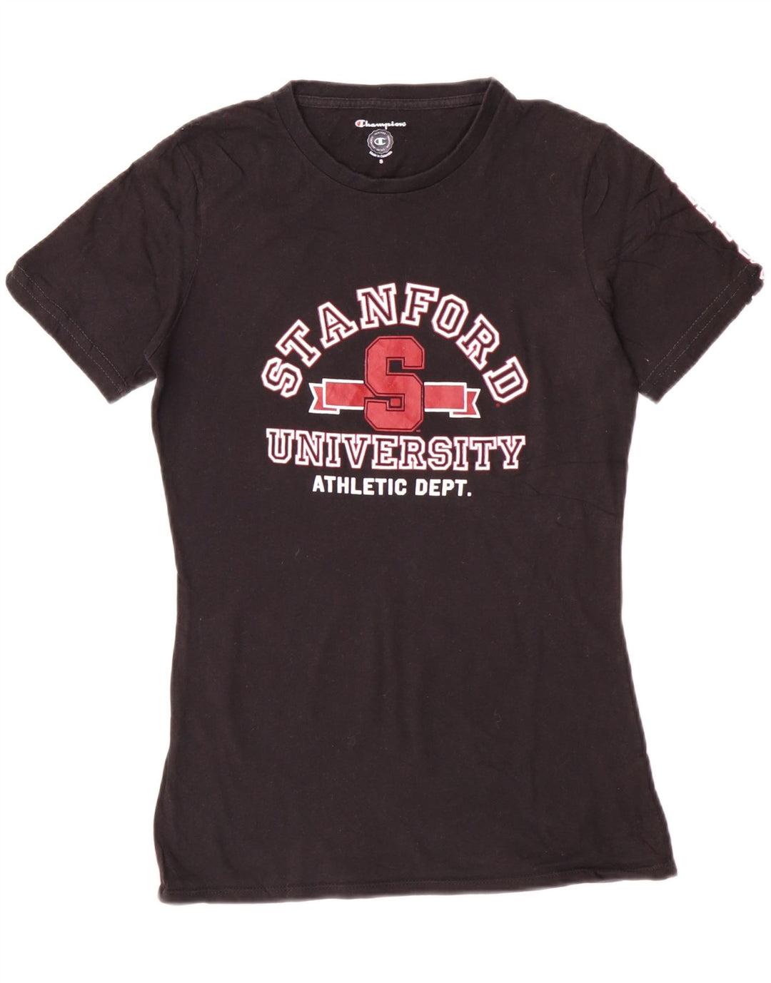 T-shirt grafica da donna Champion Top UK 10 piccola in cotone nero