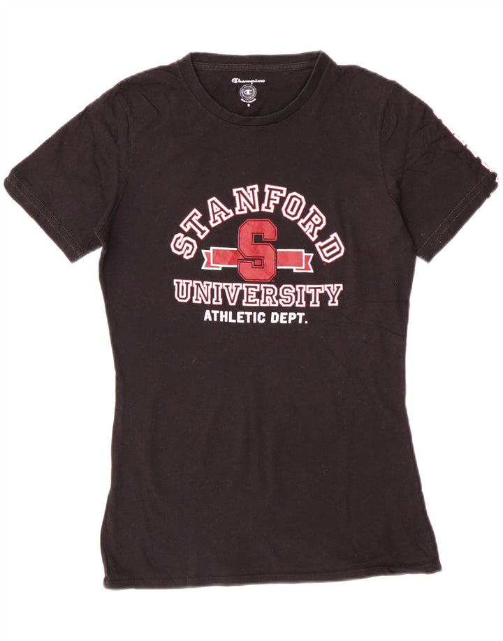 T-shirt grafica da donna Champion Top UK 10 piccola in cotone nero