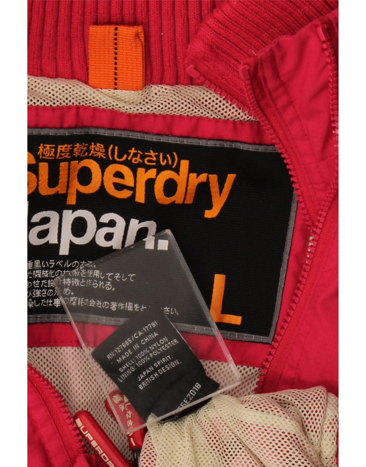 Giacca a vento con cappuccio grafica da donna Superdry UK 16 Large Pink Nylon