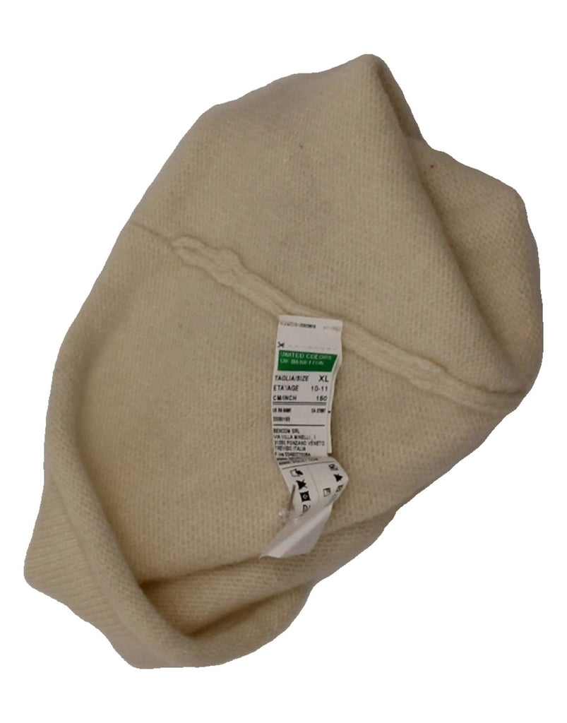 BENETTON Girls Beanie Hat 10-11 Years XL White Wool Vintage Benetton and Second-Hand Benetton from Messina Hembry 
