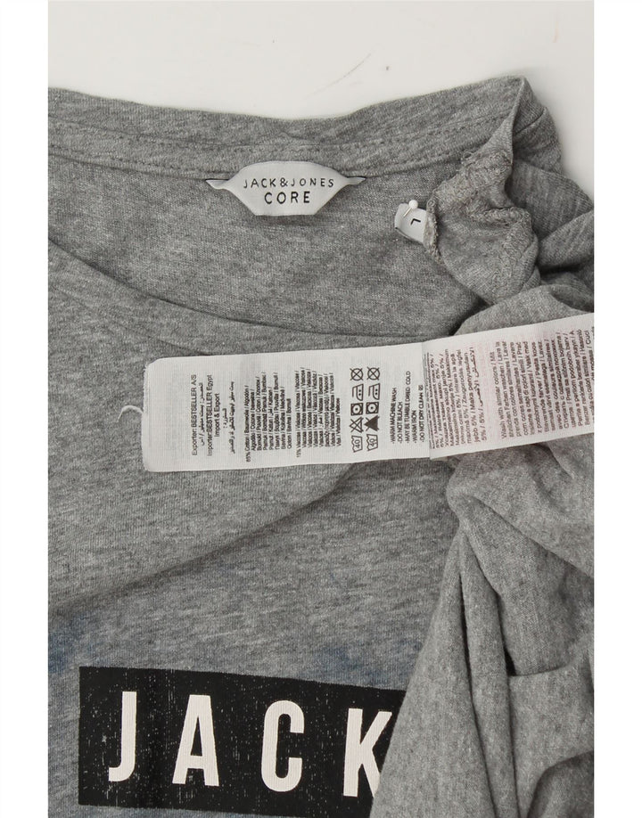 JACK & JONES Mens Graphic T-Shirt Top Large Grey Cotton Vintage Jack & Jones and Second-Hand Jack & Jones from Messina Hembry 