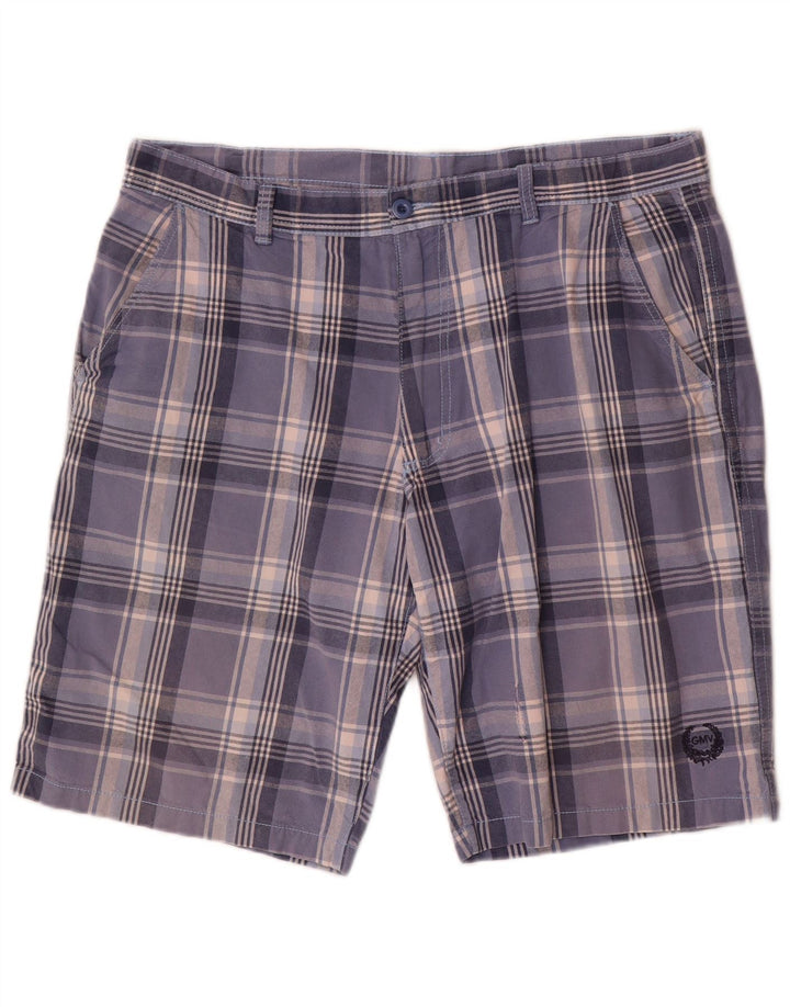 Pantaloncini chino da uomo Gianmarco Venturi W36 cotone a quadri grandi blu