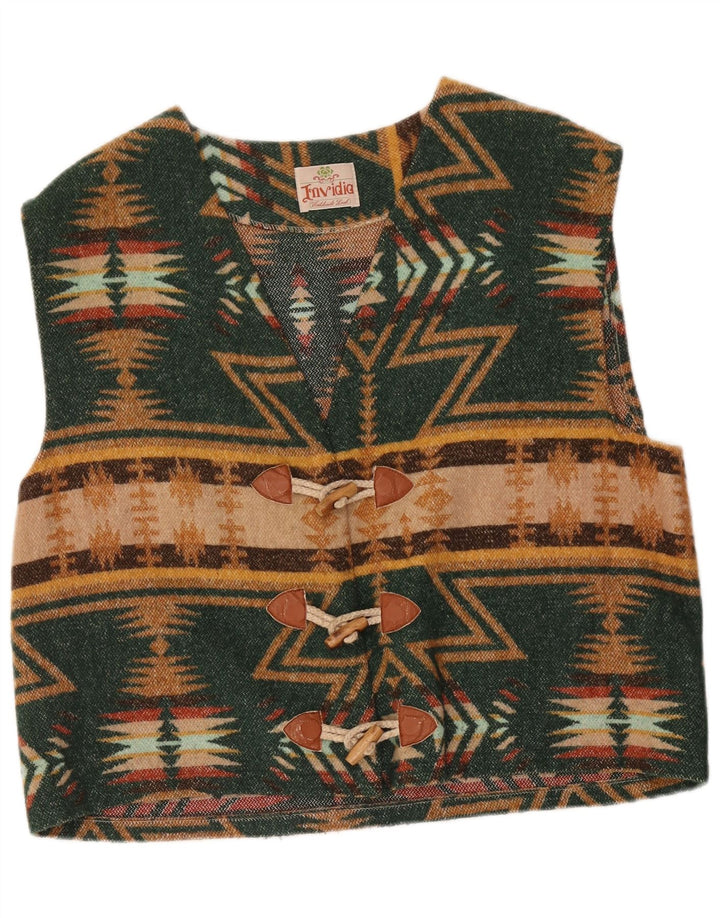 Gilet da uomo vintage XL verde geometrico azteco
