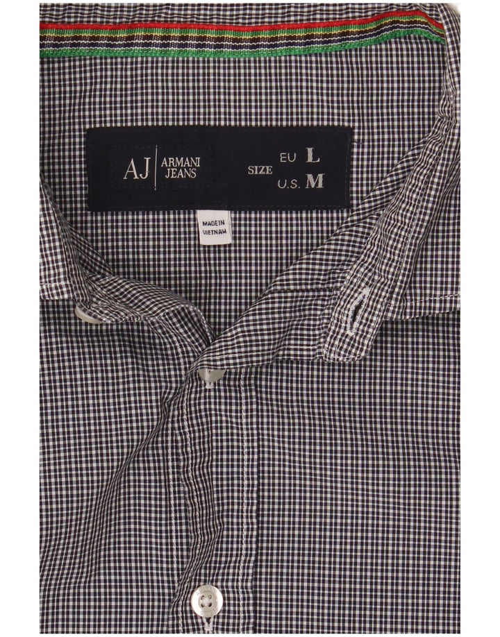 Camicia slim da uomo Armani Jeans, grande, a quadretti blu navy