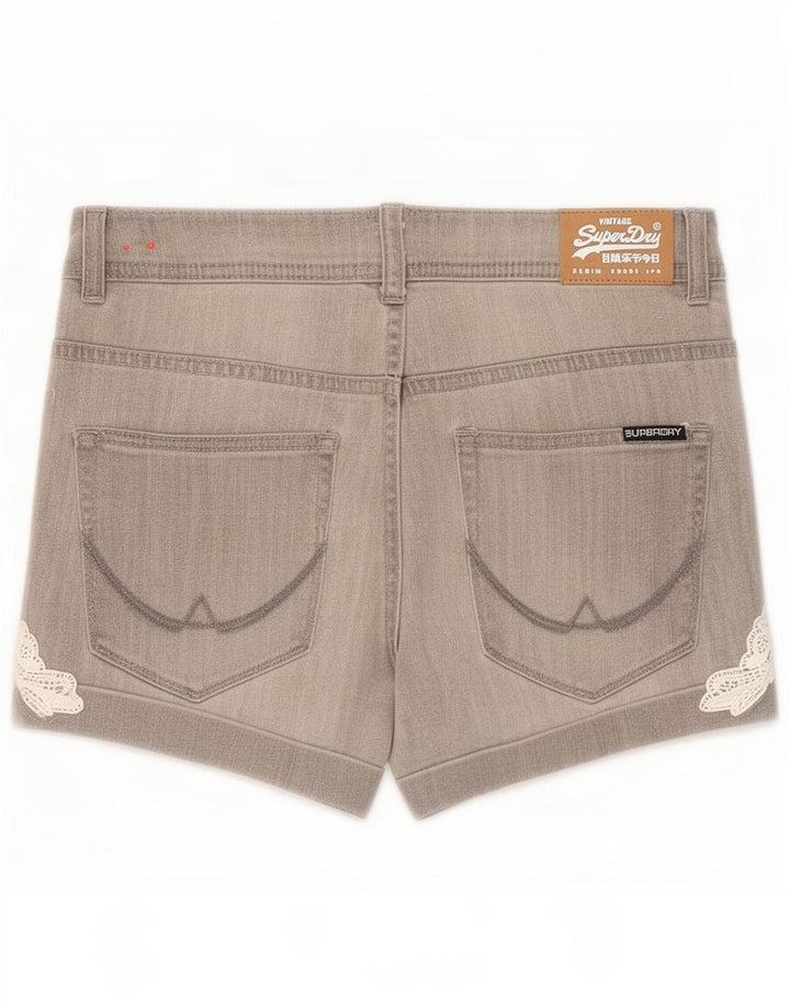 Pantaloncini di jeans da donna Superdry medi W30 in cotone grigio