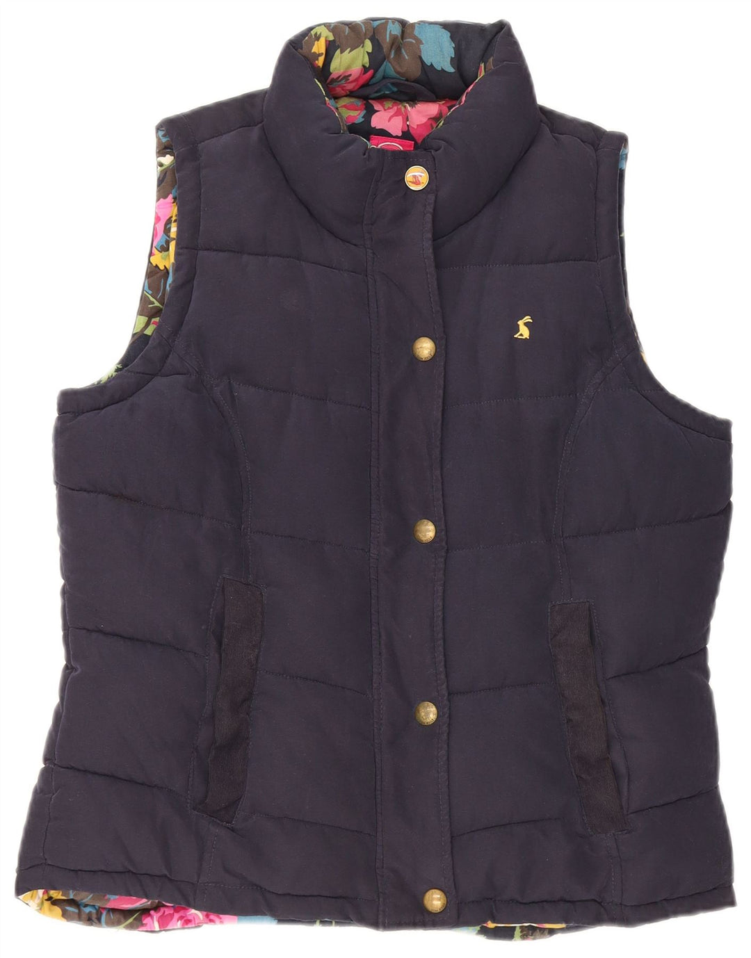 JOULES Gilet imbottito da donna UK 12 medio blu navy poliestere