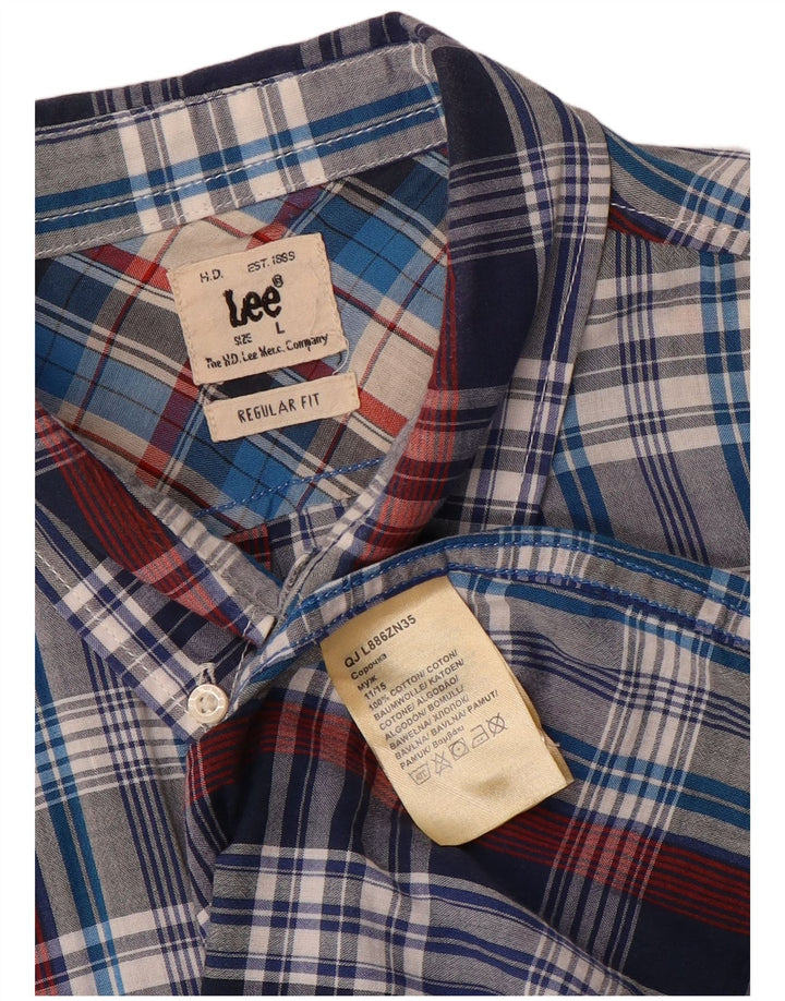 Camicia LEE da uomo a maniche corte, vestibilità regolare, grande, in cotone a quadri blu navy