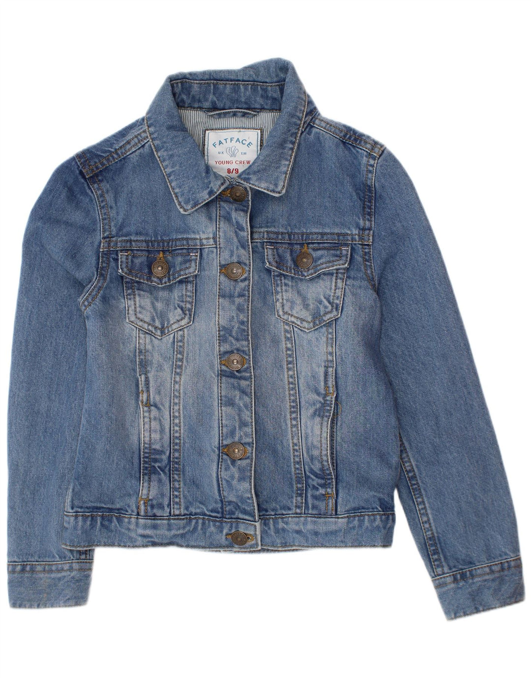 Giacca di jeans per ragazze Fat Face 8-9 anni in cotone blu