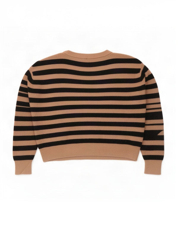 Maglione oversize con scollo a barca da donna Zara UK 16 a righe grandi marroni