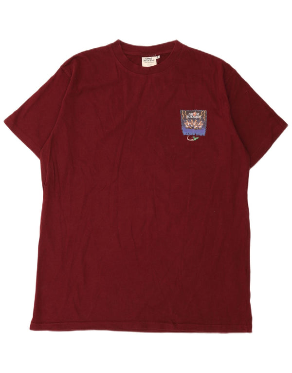 T-shirt grafica da uomo Weird Fish Top grande in cotone bordeaux