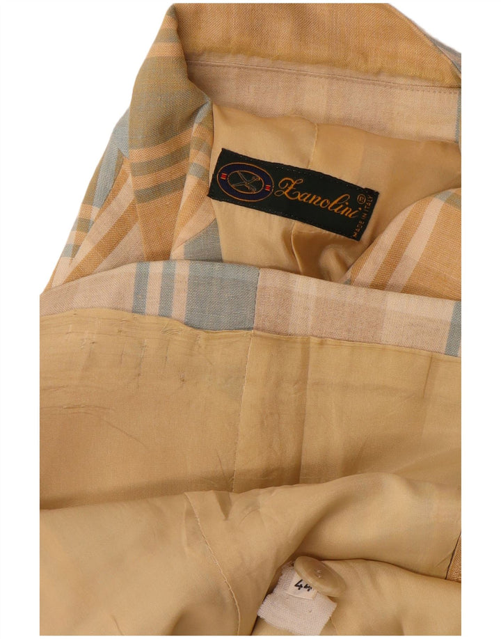 Giacca blazer vintage da donna a 3 bottoni IT 44 medio giallo a quadri