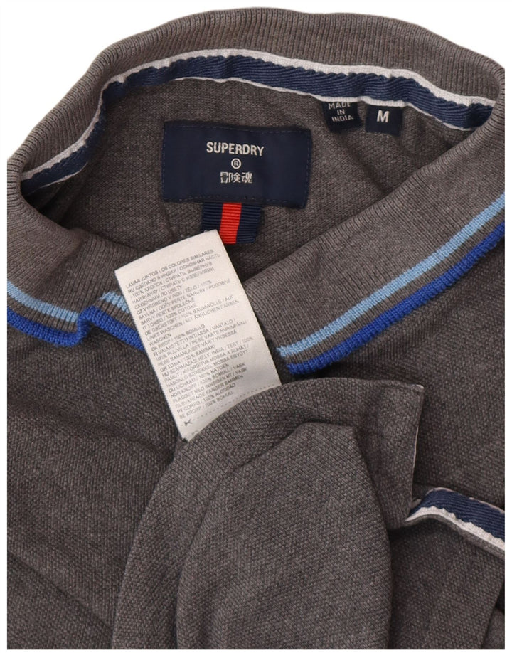 Polo da uomo Superdry in cotone grigio medio