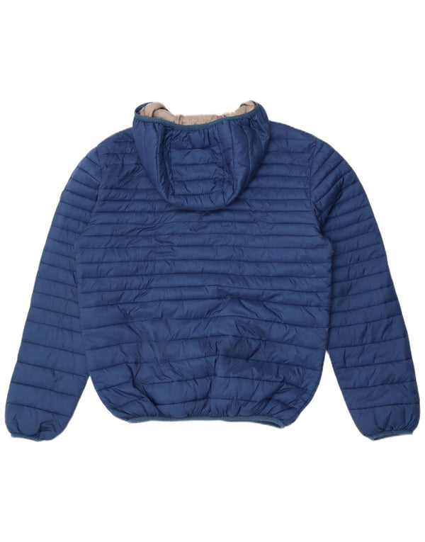 Giacca imbottita con cappuccio da uomo Trussardi UK 40 Large in nylon blu