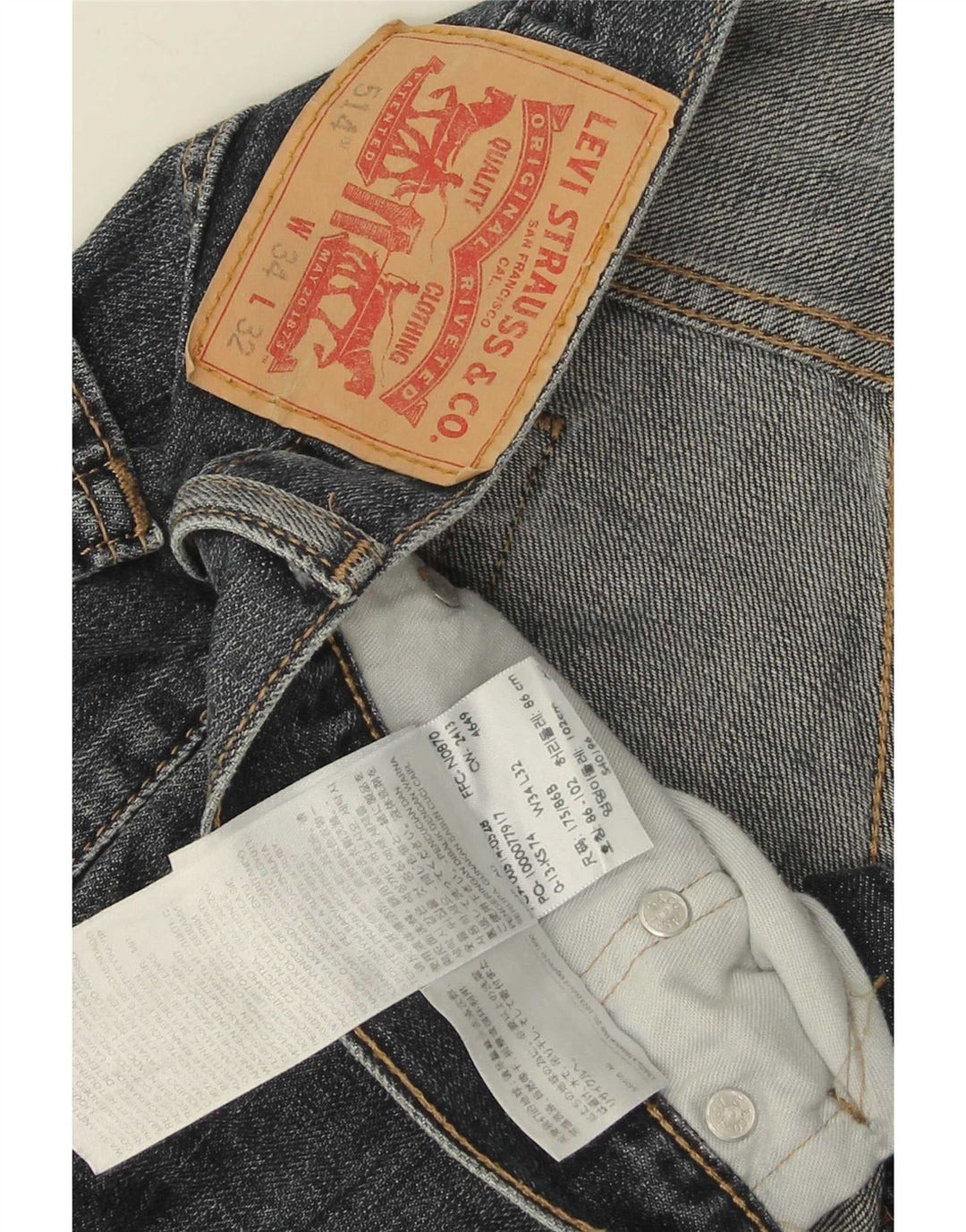 Levi's Uomo 514 Capri Jeans dritti W34 L21 Cotone Blu
