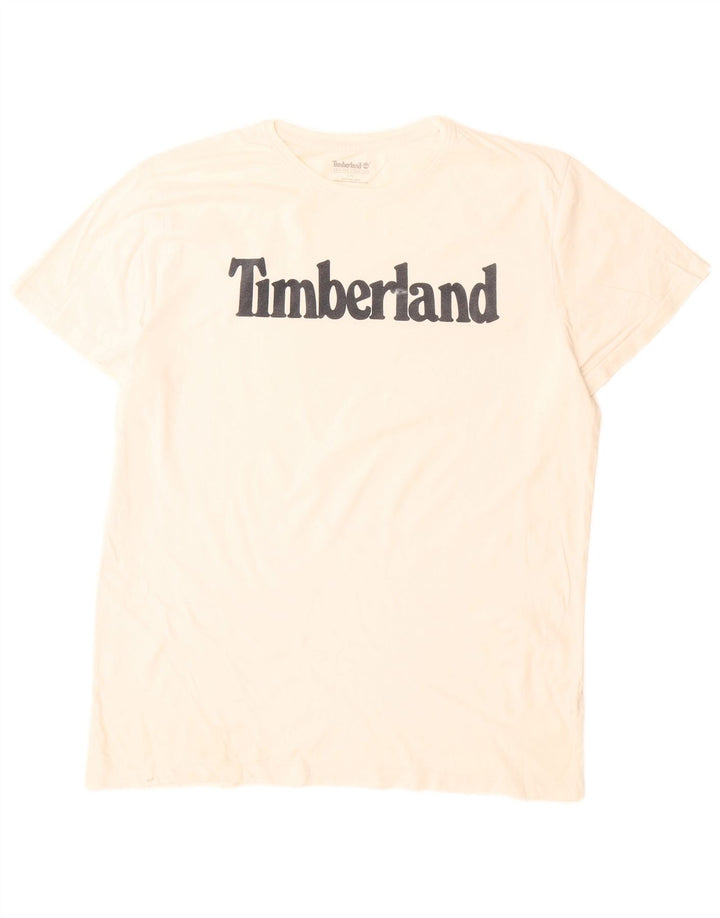 T-shirt grafica da uomo Timberland Top grande in cotone bianco