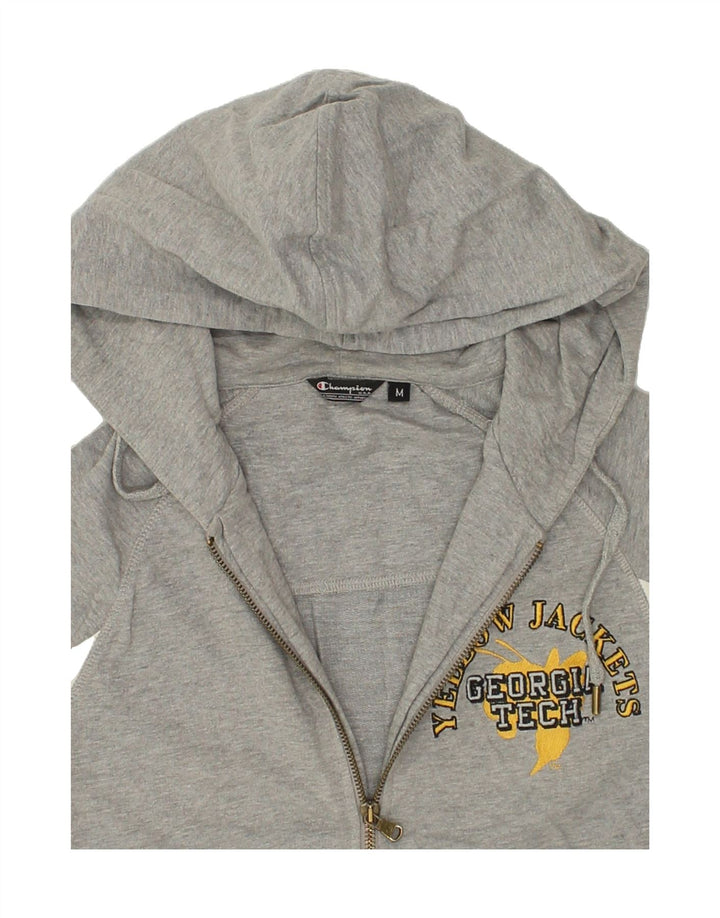 CHAMPION Womens Graphic Crop Zip Hoodie Sweater UK 12 Medium Grey | Vintage Champion | Thrift | Second-Hand Champion | Used Clothing | Messina Hembry 