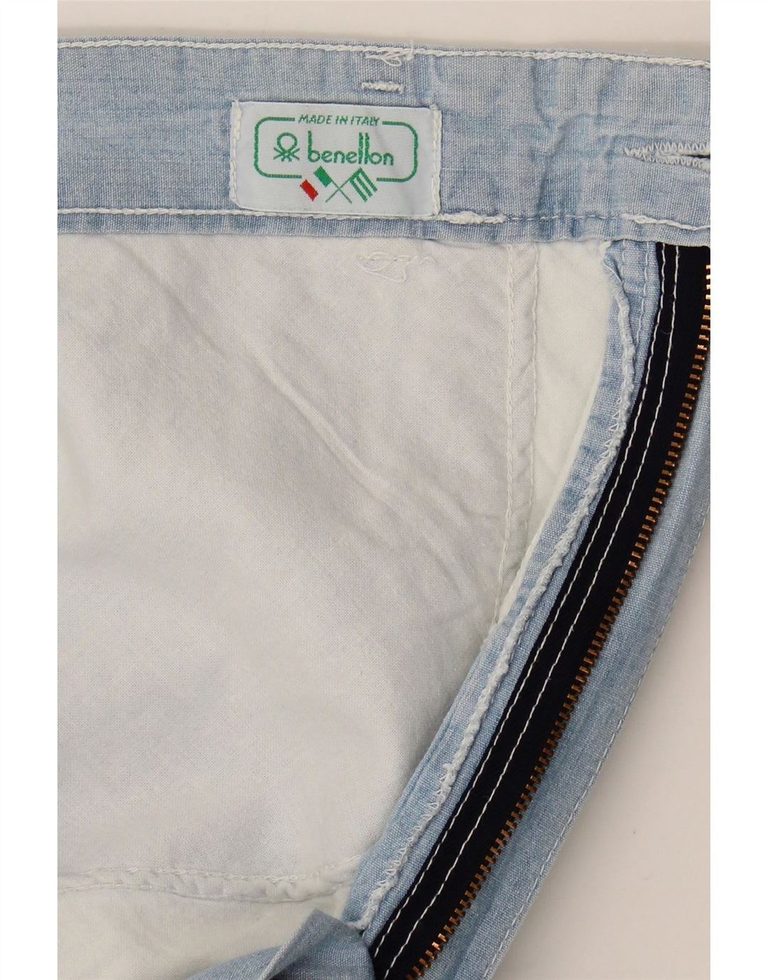 BENETTON Womens Tapered Cropped Trousers W30 L25 Blue Vintage Benetton and Second-Hand Benetton from Messina Hembry 
