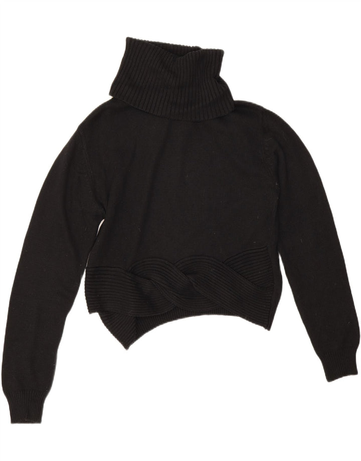 Maglione maglione corto da donna Guess con collo alto UK 14 cotone nero medio