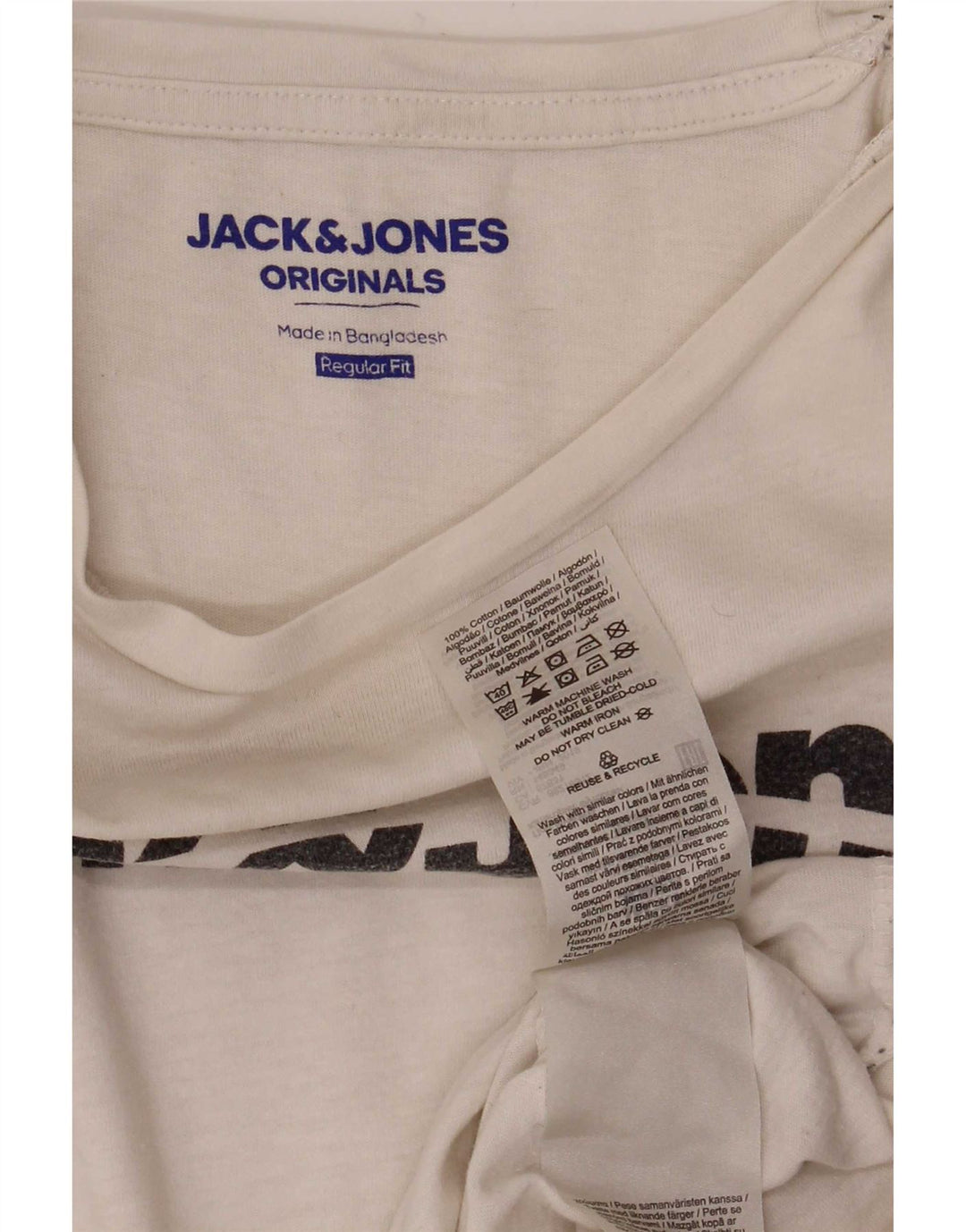 T-shirt grafica da uomo con vestibilità regolare Jack & Jones, cotone bianco medio