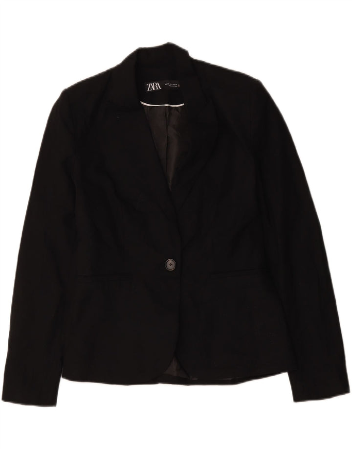 Giacca blazer a 1 bottone da donna Zara UK 36 piccola poliestere nero