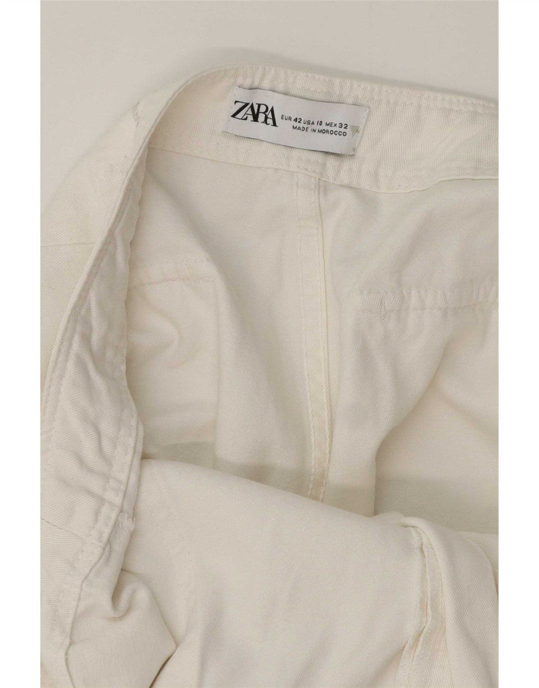 Pantaloni cargo dritti da donna Zara EU 42 Large W32 L32 Bianco