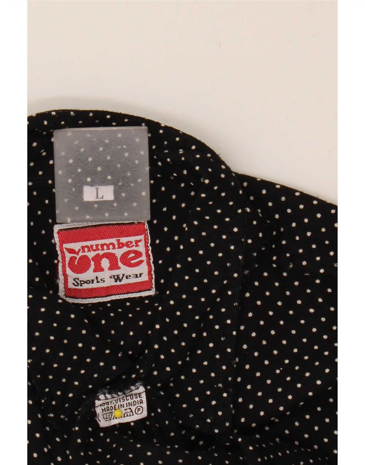 Camicia da uomo numero 1 grande nera maculata in viscosa
