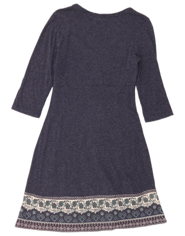 Fat Face Womens A-Line Dress UK 10 Small Navy Blue Floral Bohemian