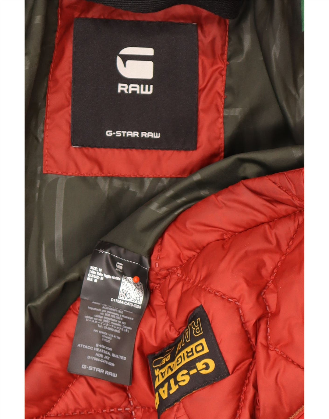 G-STAR Mens Hooded Quilted Jacket UK 38 Medium Red Polyester