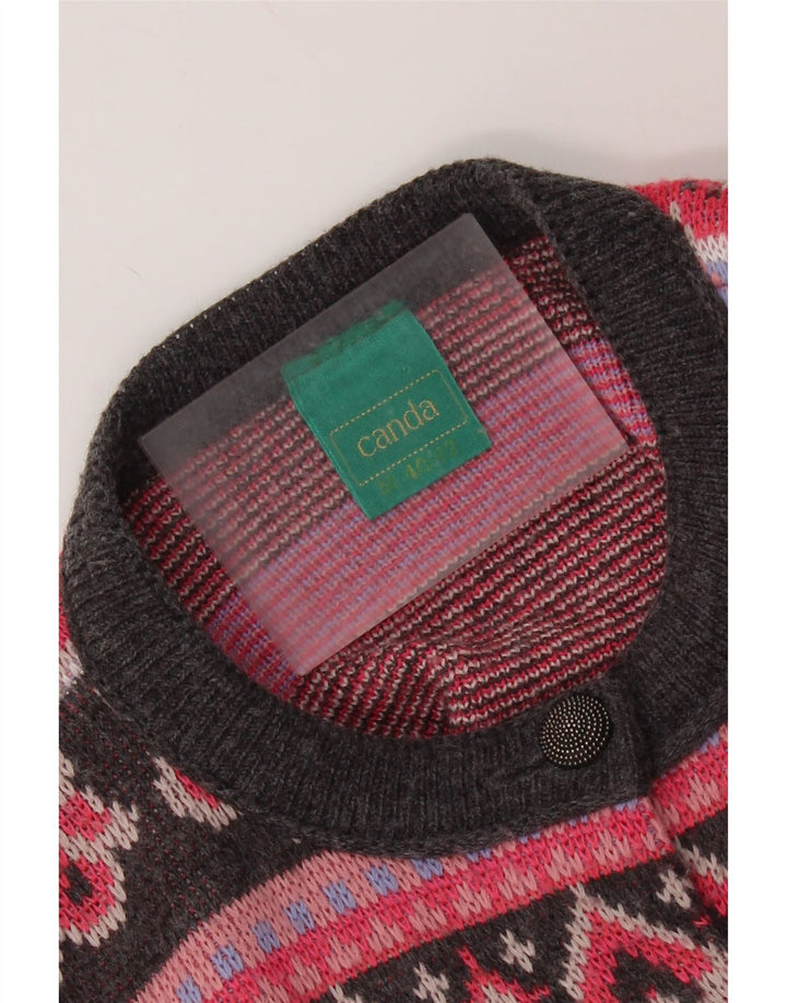 CANDA Maglione cardigan oversize da donna UK 14 Rosa medio Fair Isle