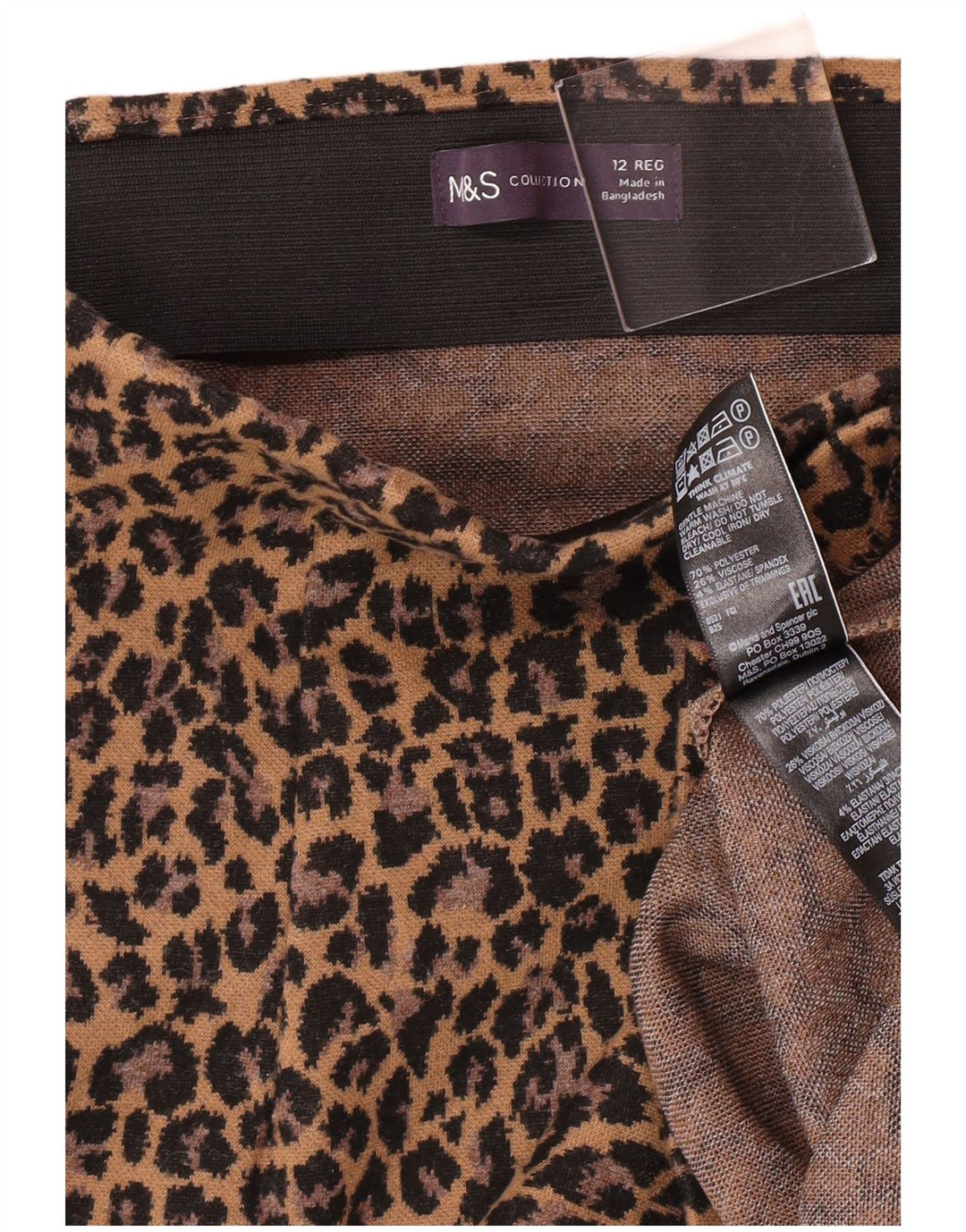 Minigonna da donna Marks & Spencer UK 12 media W30 leopardo marrone