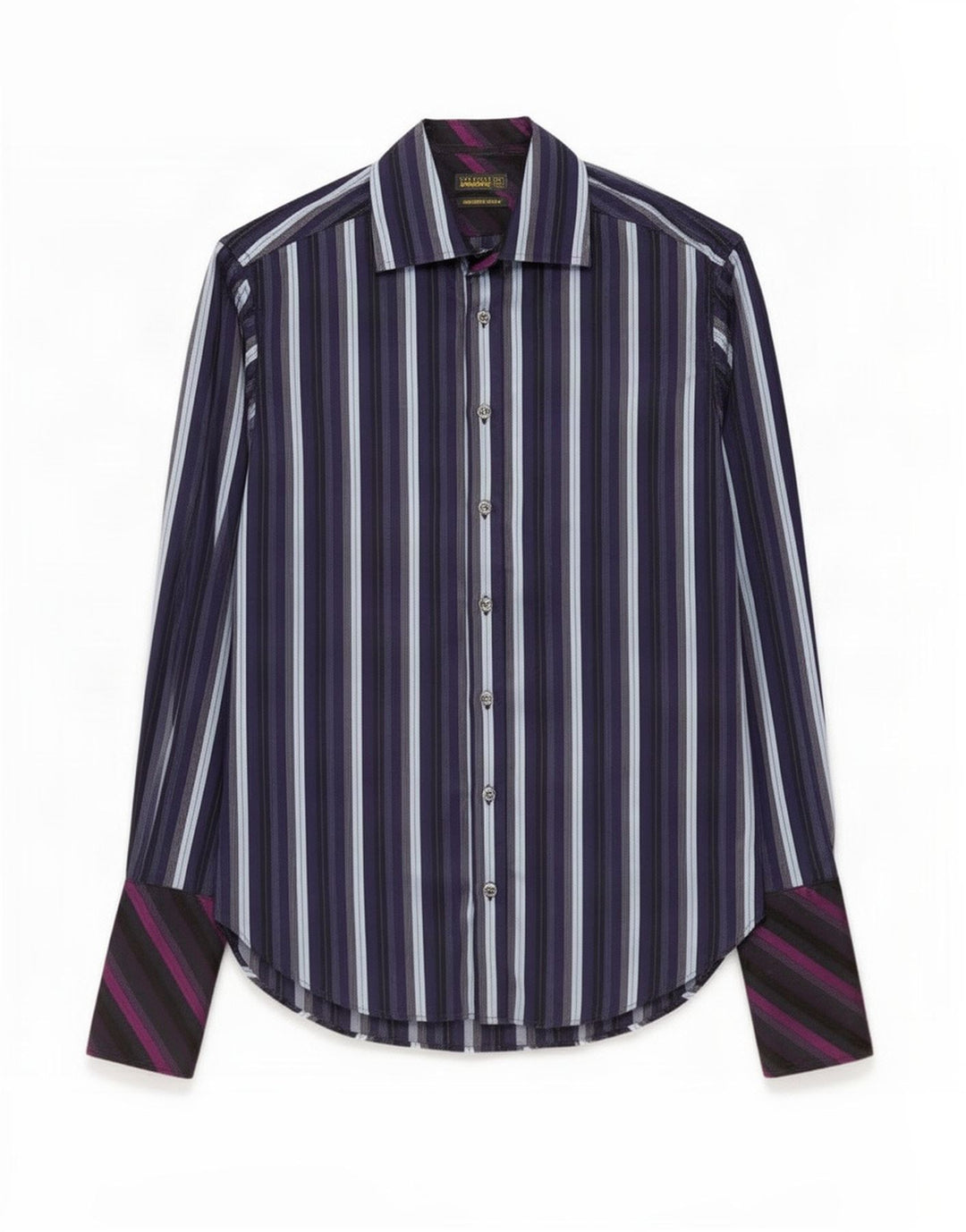 Camicia formale da uomo Ted Baker taglia 38 15 cotone a righe blu navy medio