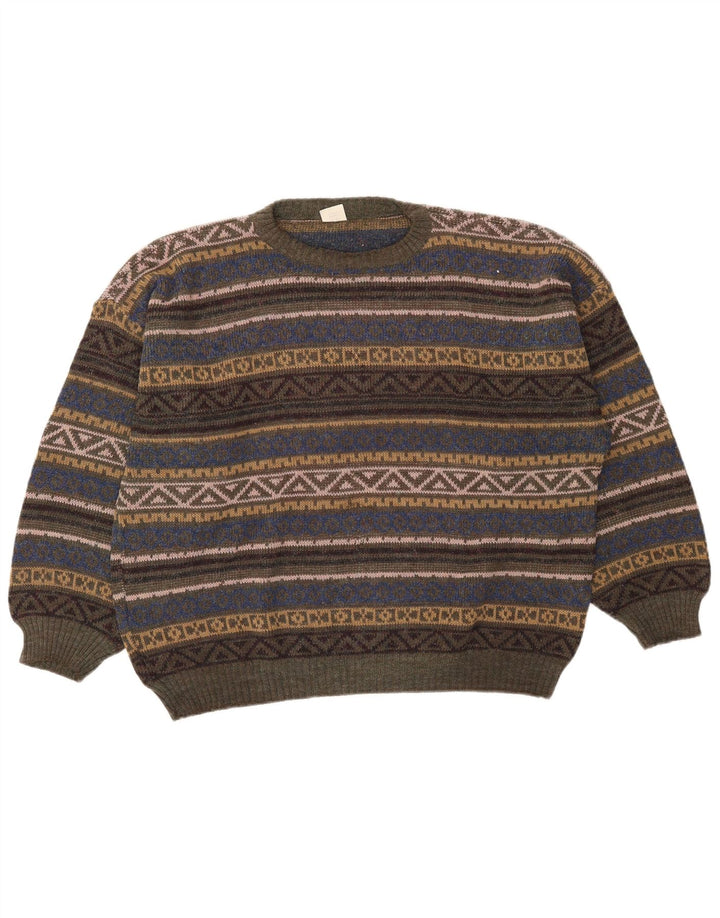 Maglione maglione girocollo da uomo vintage medio multicolore Fair Isle