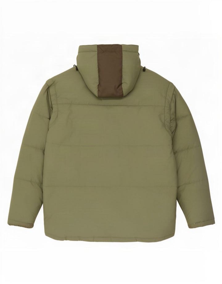 Giacca imbottita con cappuccio Fila da uomo UK 40 Large Verde Colourblock Poliestere