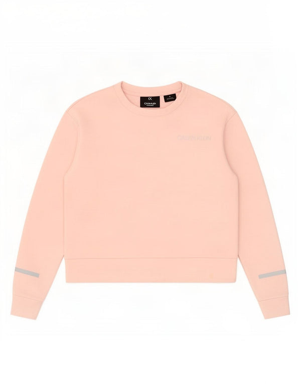Calvin Klein Womens Graphic Sweatshirt Jumper UK 10 Small Pink Colourblock